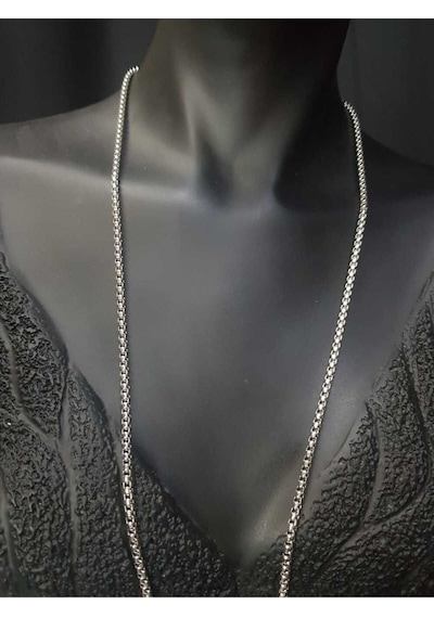 Vog Unisex Yuvarlak Sık İç İçe Halka Model Çelik Erkek 3mm-80 Cm Uzunluk Orta Kalınlıkta Kolye