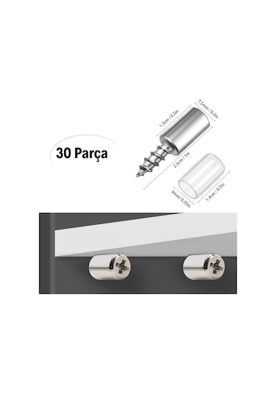 Buffer 30 Adet Dayanıklı Metal Raf Tutucu Raf Pimi 0-8