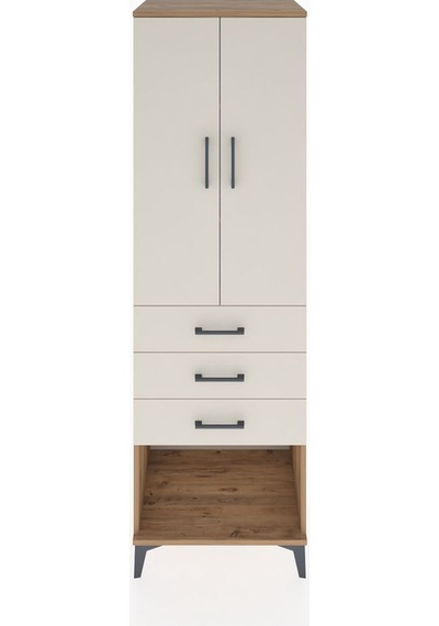 Hyperion Dolap 3 Raflı 3 Çekmeceli 2 Kapaklı 60x44x195 Çam-ay... Çam