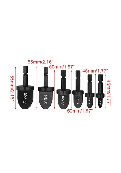 Altıgen Saplı Büküm Aleti Matkap Ucu Seti Manuel Havşa Açma 7/8 İnç 3/4 İnç 5/8 İnç 1/2 İnç 3/8 İnç 1/4 İnç Uçlarla Bakır Boru İçin Taşınabilir Rulman Çeliği Tamiri
