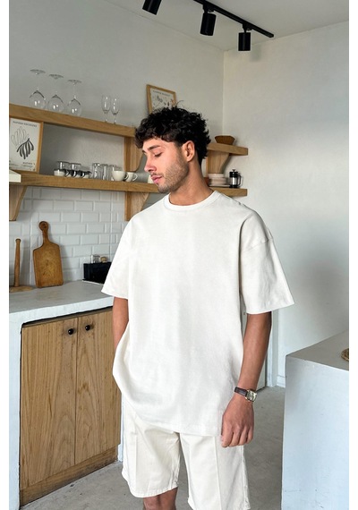 Flaw Basic Oversize Tişört Bej-26074 Bej