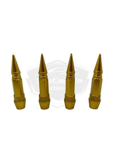 ŞüsCarOto Sivri Sibop Kapağı Mermi Sibop Kapağı Araba Motosiklet Bisiklet Metal 4 lü Set Altın Sarı (00)