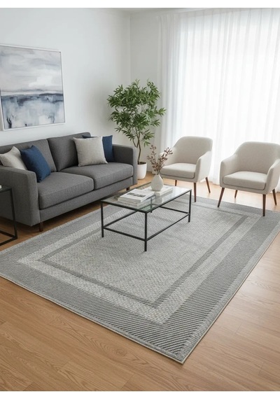 Mess Modern Dekoratif Yumuşak Dokulu Sisal Halı 3948 Gri Antrasit Çok Renkli