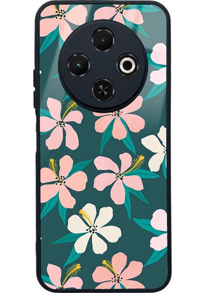 Tecno Spark 30c Leaf Flovers Tasarımlı Glossy Telefon Kılıfı Çok Renkli