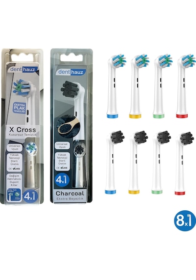 X Cross + Charcoal Yumuşak Oral-b Uyumlu Yedek Diş Fırçası Başlıkları