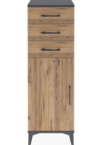 Arges Dolap 3 Çekmeceli Tek Kapaklı 44x30x134 Antrasit-çam Antrasit
