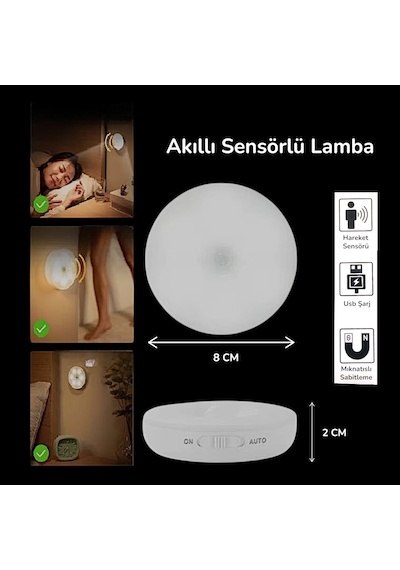 Tek-iş Usb Şarjlı Hareket Sensörlü Spot Lamba Mıknatıslı Ve Yapışkanlı Kablosuz Led Işık Dolap Merdiven Koridor Gece Lambası Beyaz Tek-iş Usb Şarjlı Hareket Sensörlü Spot Lamba Mıknatıslı Ve Yapışkanlı Kablosuz Led Işık Dolap Merdiven Koridor Gece Lambası Beyaz