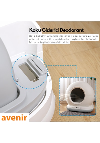Avenir Av-cb02w Otomatik Akıllı Kedi Tuvaleti App Kontrol + Paspas