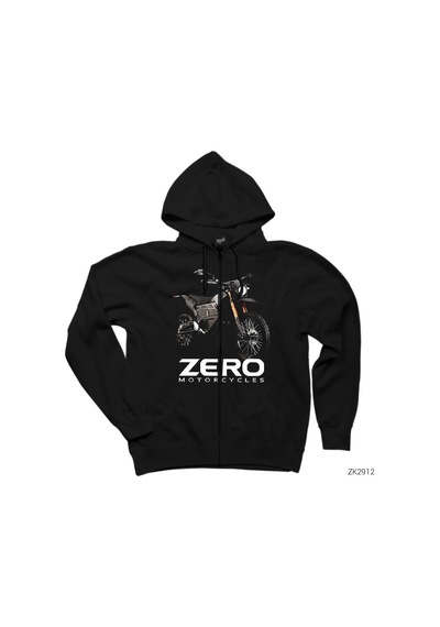 Zero Fx Siyah Fermuarlı Kapşonlu Sweatshirt