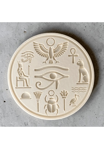 Zeroxo Antik Mısır Temalı Bardak Altlığı Seti Piramit Standlı Hiyeroglif Desenli Masa Dekoru 13x13 Cm Bej