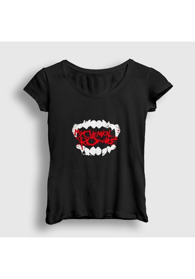 Presmono Kadın Teeth My Chemical Romance T-shirt Siyah