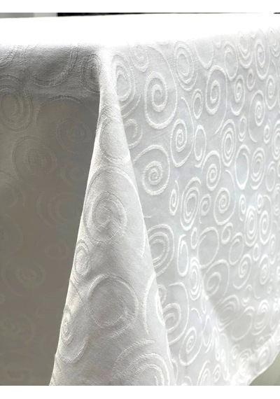 Nivemeshome 140x200 Beyaz Daire Sembol Leke Tutmaz Masa Örtüsü Beyaz