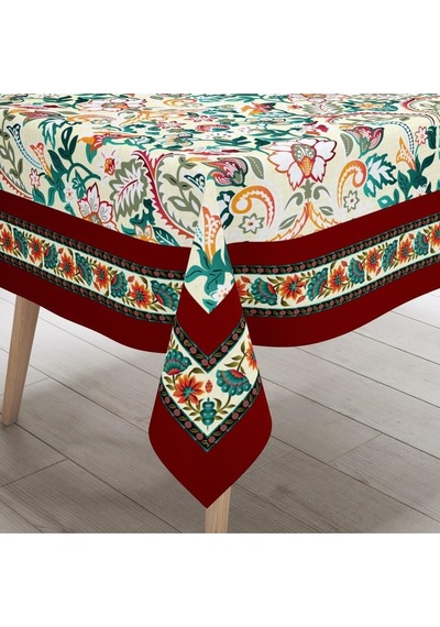 Colorful Leaves Masa Örtüsü - Renkli Yapraklar Ince Keten Uluslararası Yıkama Ve Solmama Sertifikası Çok Renkli