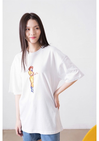 Tarzsokak Unisex April O'neil Ninja Turtles Beyaz Tshirt Beyaz