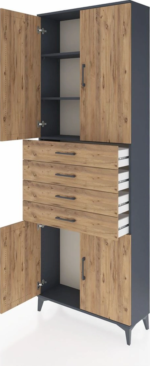 Arges Dolap 3 Raflı 4 Çekmeceli 4 Kapaklı 88x30x243 Antrasit-çam Antrasit Arges Dolap 3 Raflı 4 Çekmeceli 4 Kapaklı 88x30x243 Antrasit-çam Antrasit