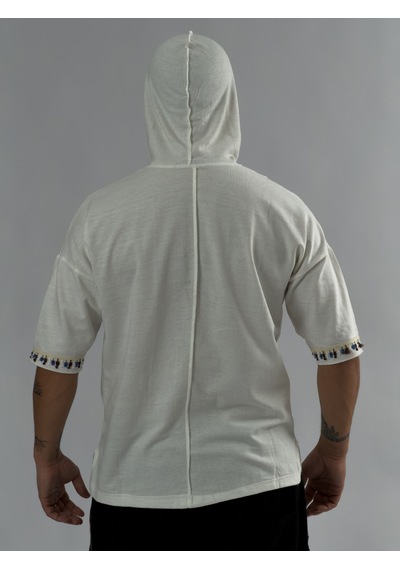 Cocopelli Tasarım Kapüşonlu Ekru Erkek Sweatshirt Coc3450