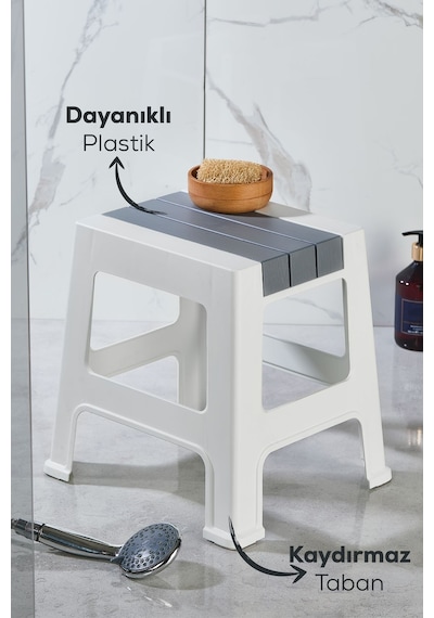 Vienev Plastik Küçük Tabure Gri Gri