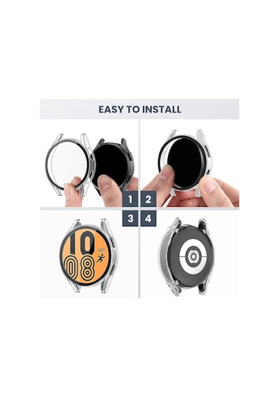 Samsung Galaxy Uyumlu Watch 4 Seri 44Mm Ekran Ve Kasa Koruyucu Sert Pc