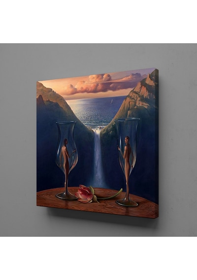 Kadehteki Kadın Erkek Dekoratif Kanvas Tablo 100x100cm