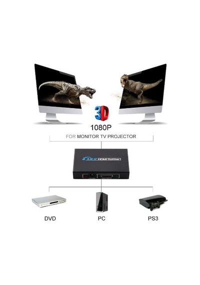 Molix 2 Port Hdmı Çoğaltıcı Splitter Hdmı 1.4V Çoklayıcı Dağıtıcı