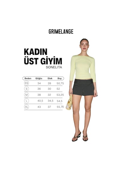 Grimelange Sonelıta Kadın Yumuşak Ve Esnek Kumaşlı Truvalar Kollu Sarı Bluz Sarı