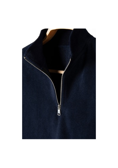 Terapi Men Lacivert Yarım Fermuarlı Regular Kalıp Dik Yaka Polar Sweatshirt Lacivert