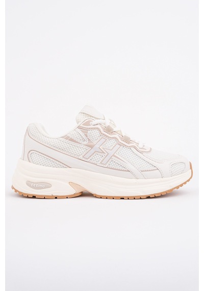 Muggo Hynex Kadın Kalın Taban Bağcıklı Günlük Sneaker Spor Ayakkabı Bej
