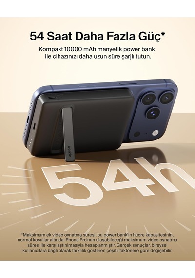 Boostcharge 10000 Mah İnce Manyetik Stantlı Power Bank, Siyah