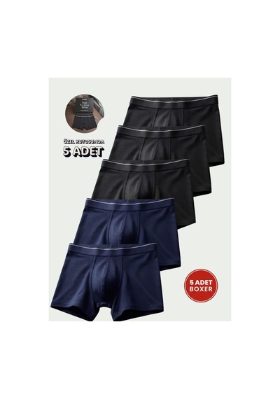 Cennetoğlu Erkek Likralı Pamuklu Boxer Özel Hijyenik Ambalajlı 5'li Paket Lacivert-siyah Lacivert-siyah Cennetoğlu Erkek Likralı Pamuklu Boxer Özel Hijyenik Ambalajlı 5'li Paket Lacivert-siyah Lacivert-siyah