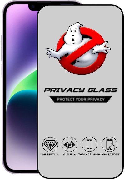 Apple Uyumlu   iPhone 14 Tam Kaplayan Gizli Hayalet Temperli Ekran Koruycu Cam