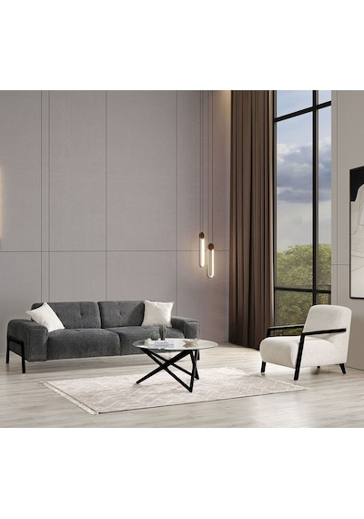 Dolex Kasalı Modern Sırt Mekanizmalı Koltuk Takımı 3 1 Antrasit Siyah