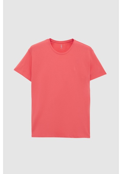 Twn Slim Fit Okyanus Mercanı Düz Kabartma Baskılı T-shirt 4ec148551753m Mr2