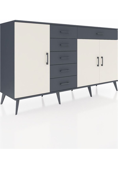 Hyperion Konsol 3 Raflı 6 Çekmeceli 3 Kapaklı 176x44x99 Antrasit- Antrasit-aytaşı/antrasit Hyperion Konsol 3 Raflı 6 Çekmeceli 3 Kapaklı 176x44x99 Antrasit- Antrasit-aytaşı/antrasit