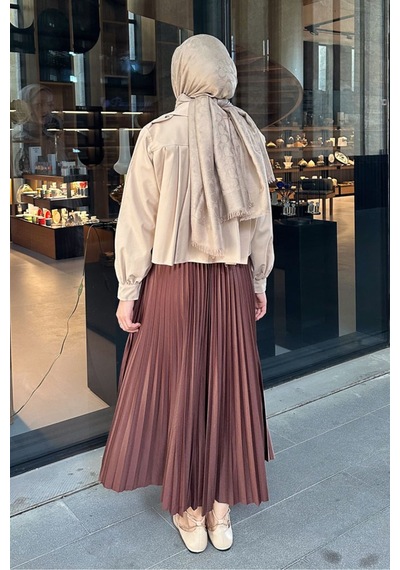 Unika Boutique Elisa Piliseli Etek - Zümrüt Acı Kahverengi