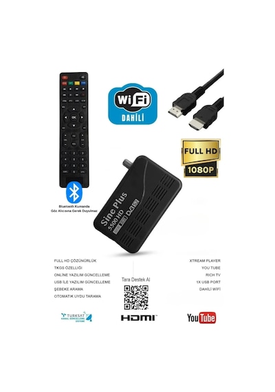 Sine Plus 550 BT HD Uydu Alıcısı - Bluetooth Kumanda