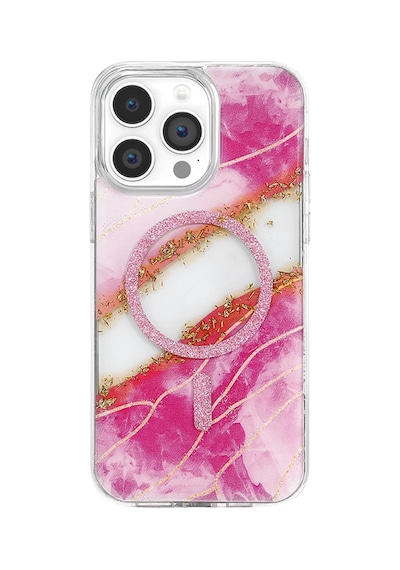 Onegif Apple iPhone Uyumlu 15 Pro Max Lotus Simli Magsafe Kapak - Pembe Diğer