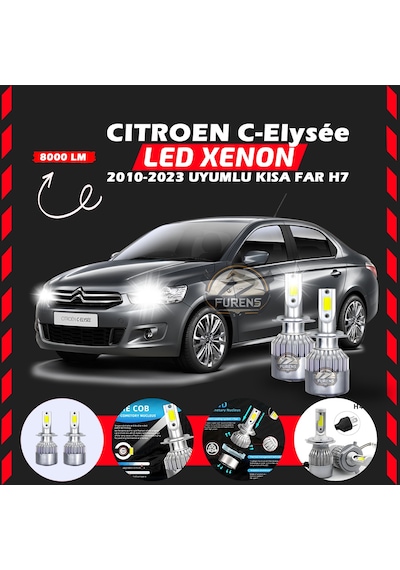Citroen C-elysee 2010-2023 Kısa Far Uyumlu Şimşek Etkili Led Xenon Performance Series H7
