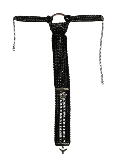 Perimir Gotik Zincirli Kravat Kolye Siyah