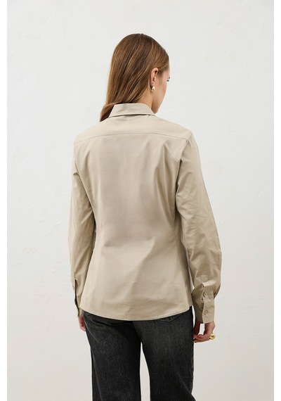 Antioch Basic Slim Fit Kadın Gömlek Bej