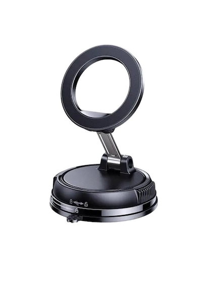 Ultra Güçlü Vakumlu Ve Mıknatıslı 360+360 Hareketli Metal Magsafe Telefon Tutucu Siyah