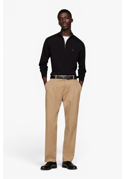 Tommy Hilfiger Pıma Org Ctn Cashmere Zıp Mock Erkek Siyah Kazak - Mw0mw28049