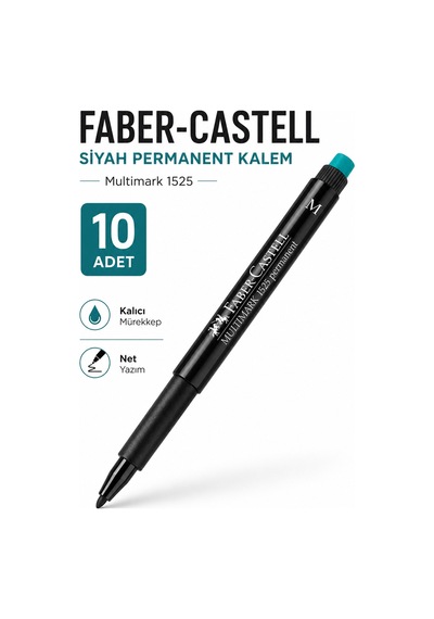 Faber-castell Multimark 1525 Siyah Permanent Kalem 10'lu Paket