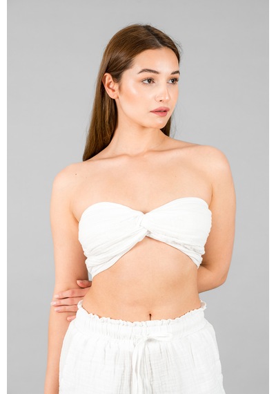 Asc Sun Kadın Müslin Crop Top Beyaz
