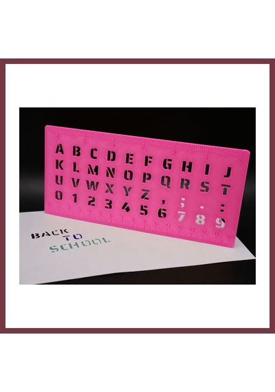 Storeşahin 3d Baskı Alfabe, Rakam Ve Cetvel Şablonu - Yazı Çizim Kalıbı - Pembe Shn0720 Diğer