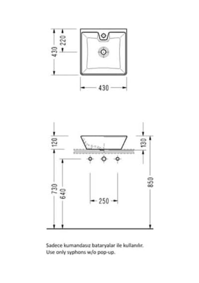 Serel Minimal Batarya Delikli Kare Lavabo 43x43 Cm Beyaz - 2014txs110h Diğer