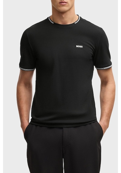 Boss Streç Pamuklu Regular Fit Bisiklet Yaka T Shirt Erkek T Shirt 50521245 001 Siyah
