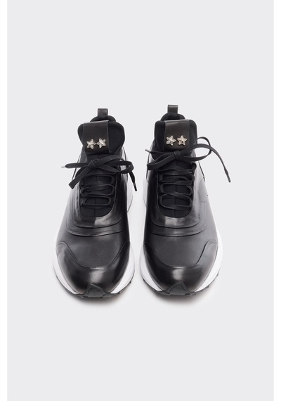 Derinet Hakiki Deri Erkek Sneakers Siyah Siyah
