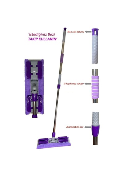 Stella Mandallı Mikrofiber Mop Mor