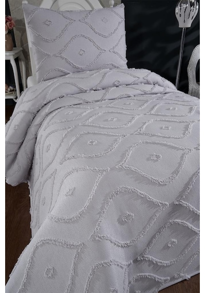 Çeyiz Diyarı Pirot 2 Parça Tek Kişilik Pike Takımı Gri Gri