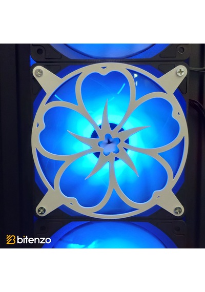 Çiçek Motifli 120x120 Mm Oyun Pc Aksesuarı, Masaüstü Bilgisayar Fan Kapağı Beyaz